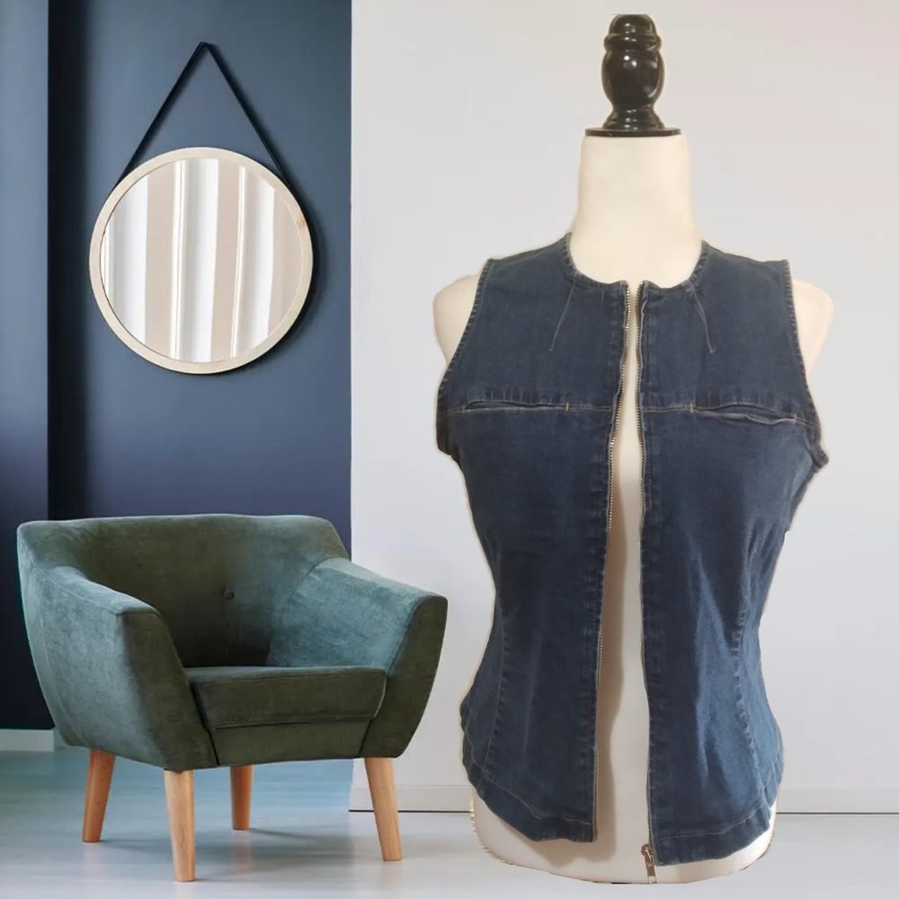 Beautiful Fitted Contrast Jean Vest